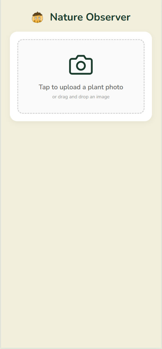 Nature Observer upload screen